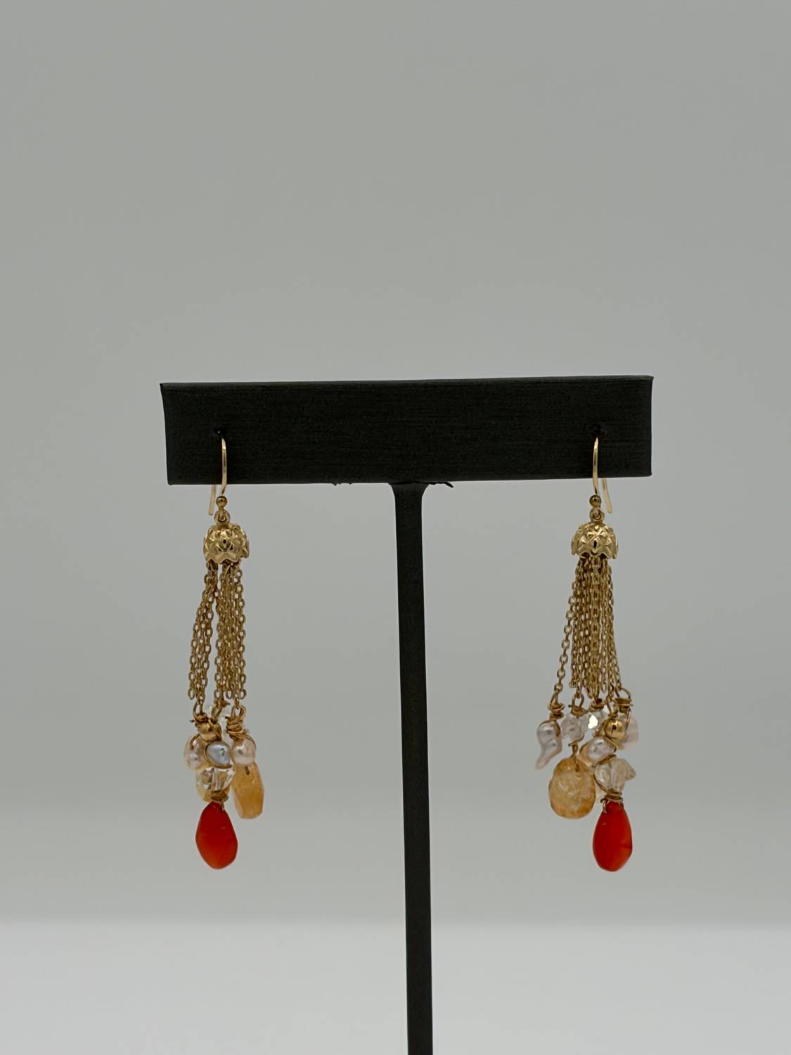 Blue Copper - Women's Carnelian Citrine Herkimer Pearl Earrings