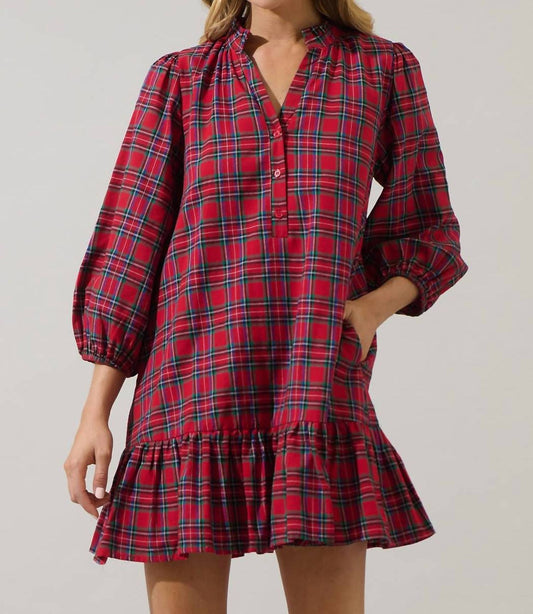 Sugarlips - Arvada Plaid Santana Tie-back Midi Dress