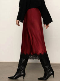 Sanctuary Slip Skirt with Lace in crimson 1 - women's skirt - alternate view