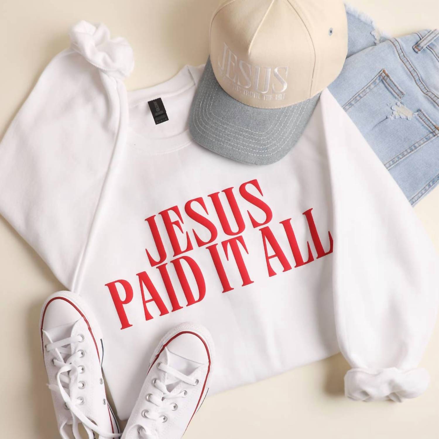 Fashion City - Women's Jesus Paid It All Puff Sweatshirt