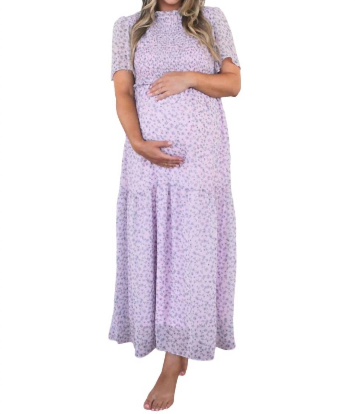 Liv Maternity - Smocked Floral Chiffon Dress