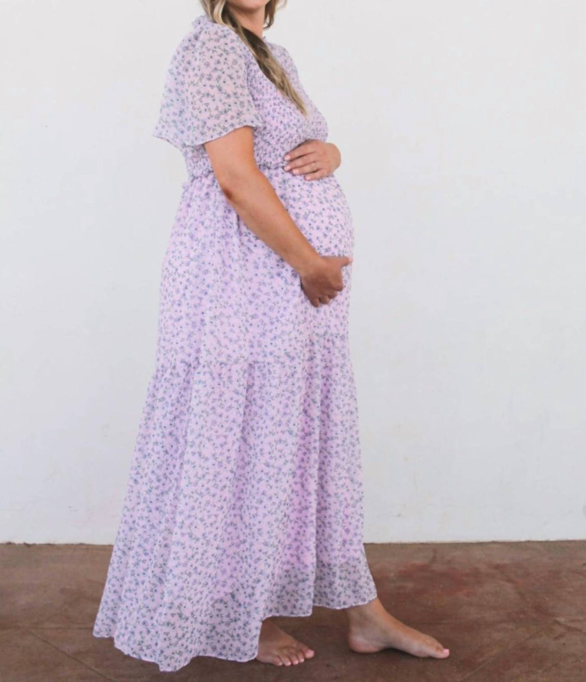 Liv Maternity - Smocked Floral Chiffon Dress