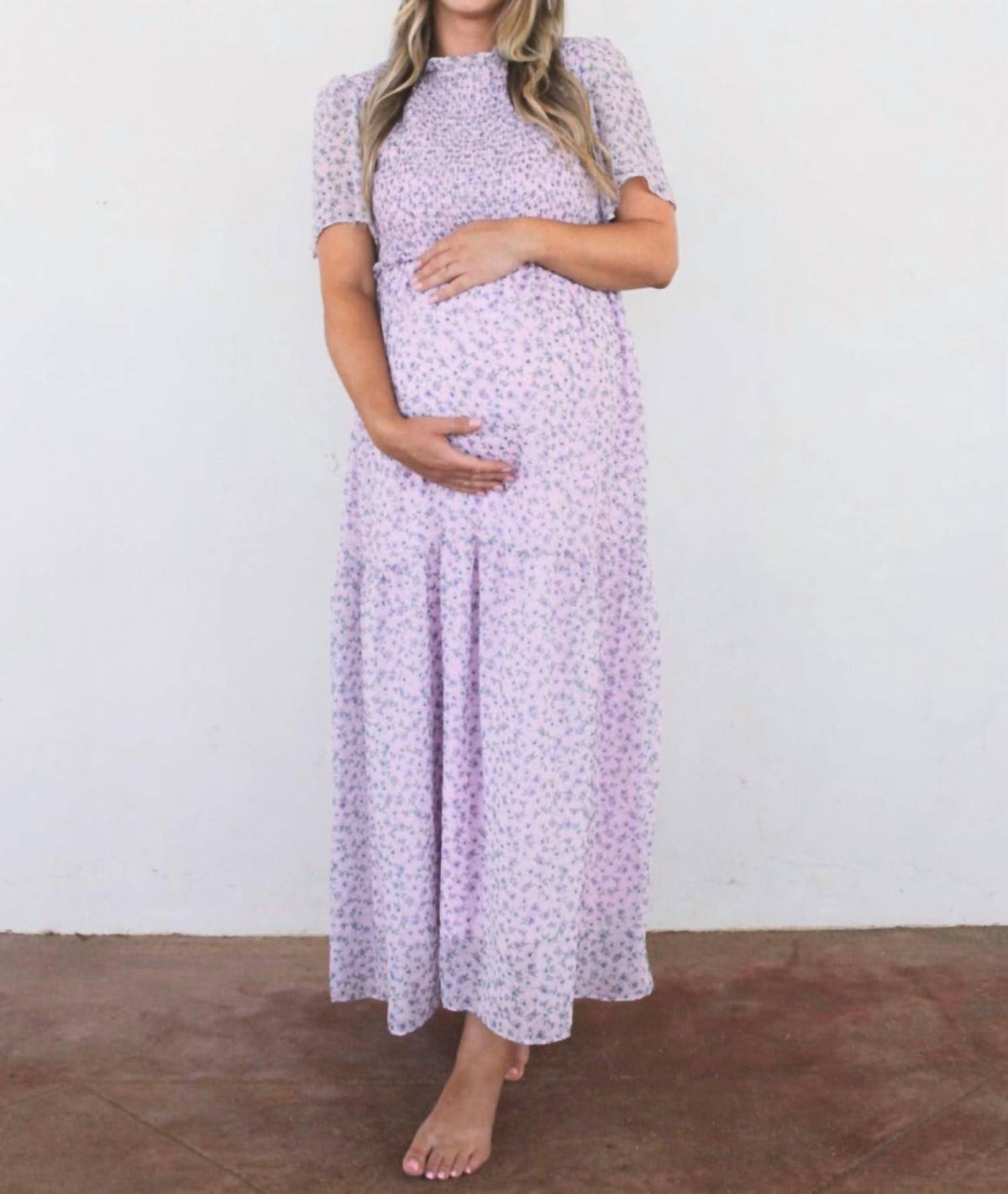 Liv Maternity - Smocked Floral Chiffon Dress