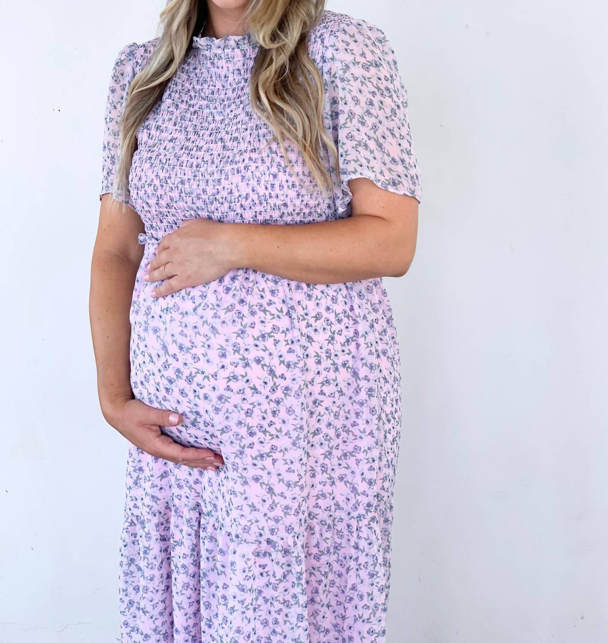 Liv Maternity - Smocked Floral Chiffon Dress
