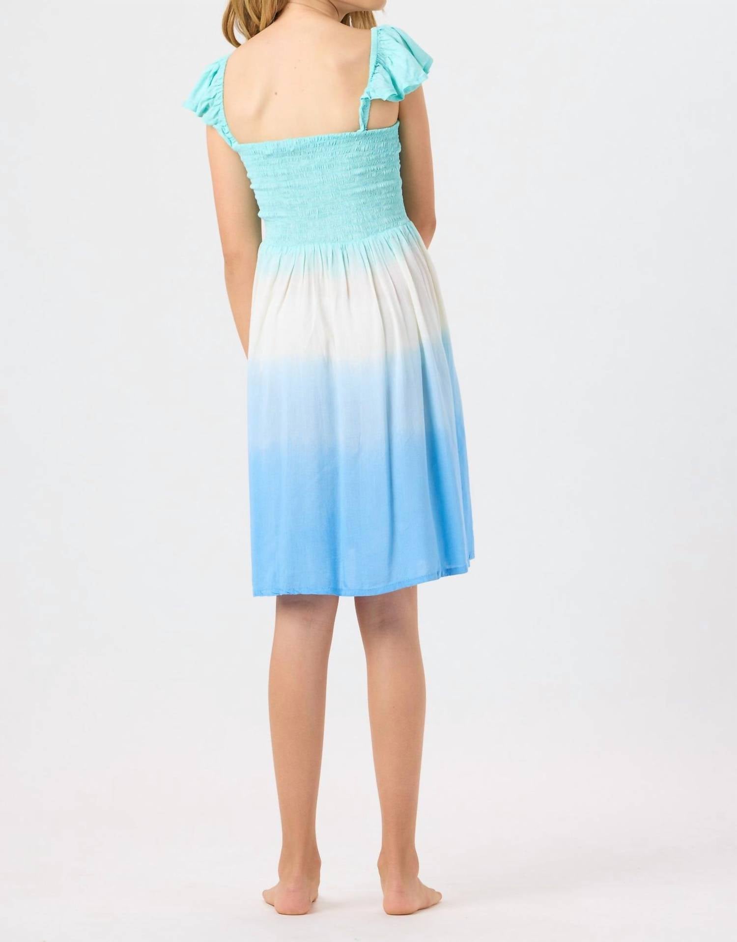 Tiare Hawaii Girls Hollie Dress in ocean ombre - kids' dress - detail view