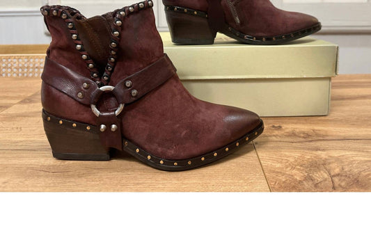A.S.98 - Women's Distressed Leather Studded Ankle Boots