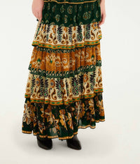 Farm Rio - Ayla Mixed Scarves Layered Maxi Skirt