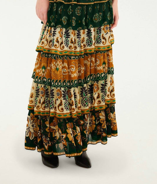 Farm Rio - Ayla Mixed Scarves Layered Maxi Skirt