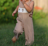 Rylee Faith Designs - Boys Stripe Smocked Church Christ Bishop Christening Toddler Romper