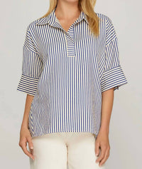 She + Sky - Oversized Striped Top