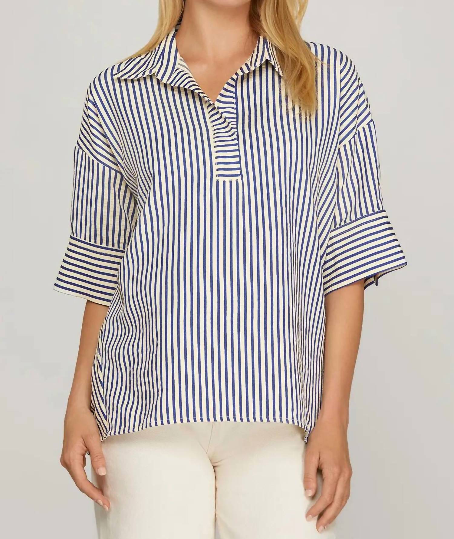 She + Sky - Oversized Striped Top