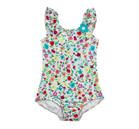 Florence Eiseman Girl's Floral Ruffle Swimsuit in white multi - kids' item