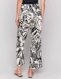 CHARLIE B Screen Printed Cropped Linen Blend Pant in botanical - women's pants - view 4