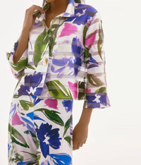 Joseph Ribkoff - Floral Print 3/4 Sleeves Trapeze Jacket