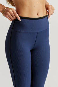 YEAR OF OURS Veronica Ribbed Two Tone Leggings in navy black - women's pants - view 4