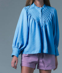 THE SHIRT The Shiv Ruffled Shirt in cornflower blue - women's blouse