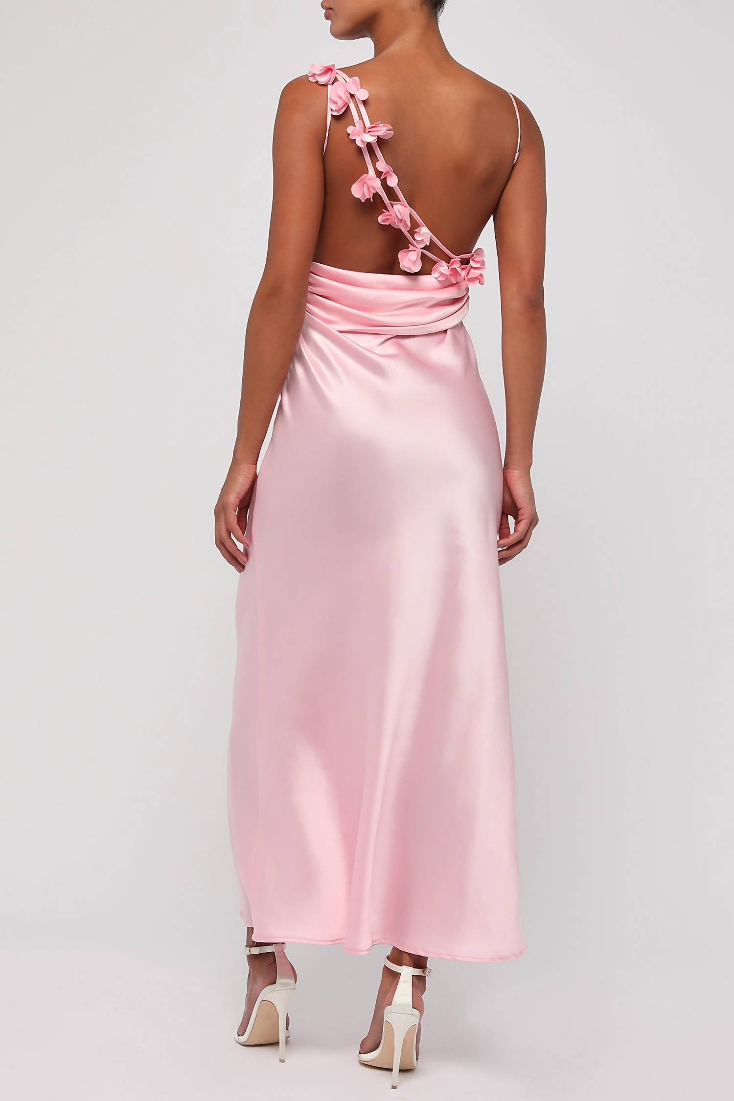 Lulus Pandora Flower Back Maxi Dress in pink - women's dress - detail view
