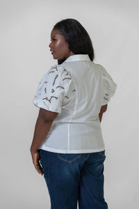 Nic + Zoe - Eyelet Sleeves Shirt