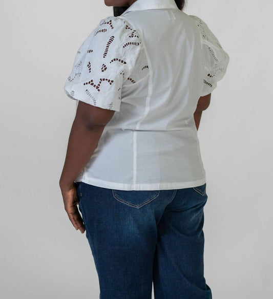 Nic + Zoe - Eyelet Sleeves Shirt