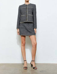 Ina Fashion - Boucle Tweed Braid Trim Jacket
