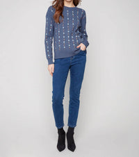 Charlie B - Floral Embroidery Knit Sweater