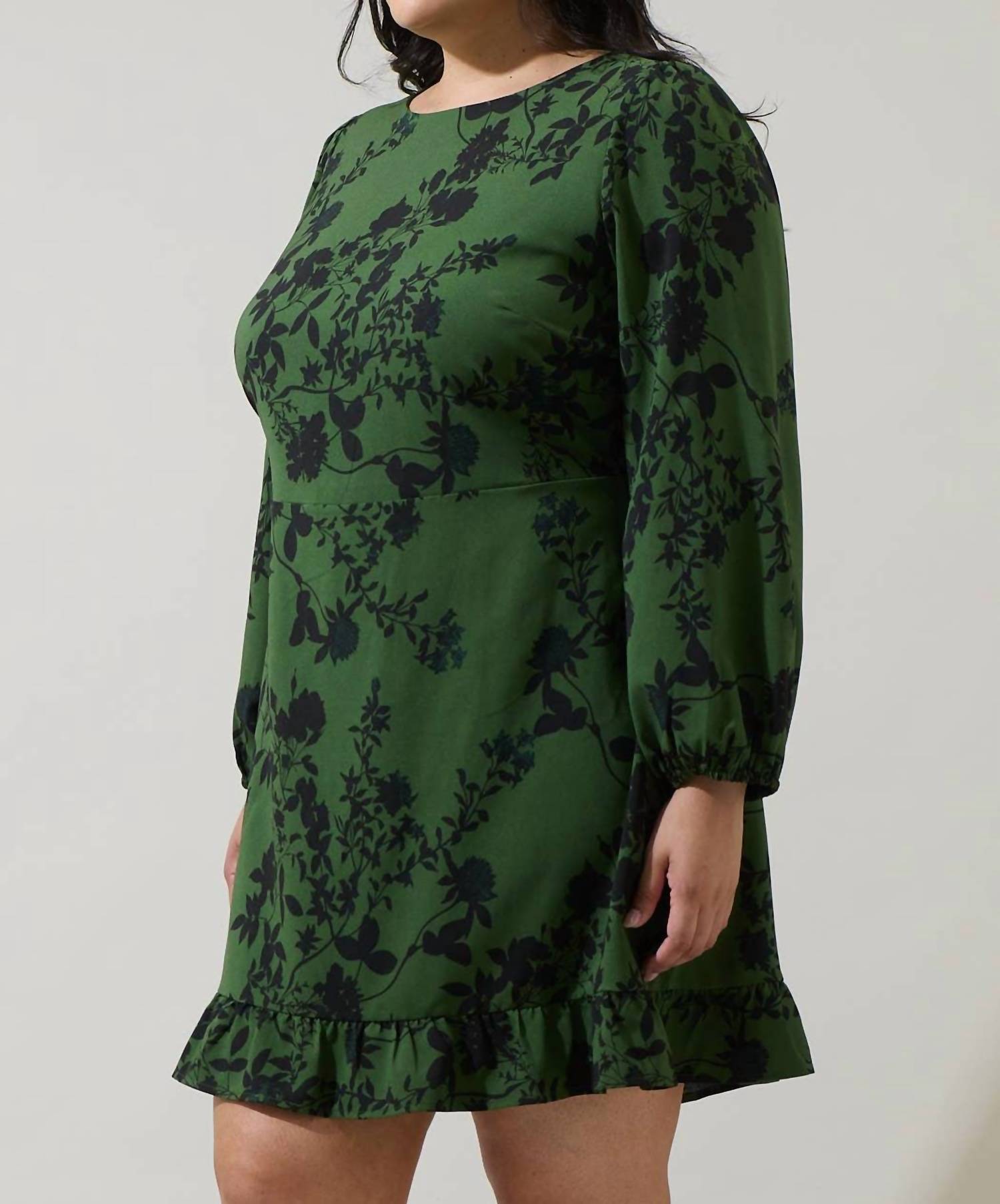 Sugarlips - Tindrie Floral Ruffle Flounce Mini Dress - Plus