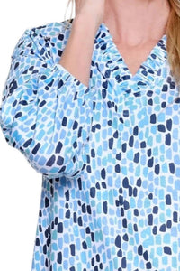 Multiples - Elastic Hem 3/4 Sleeve Ruffle V Neck Top