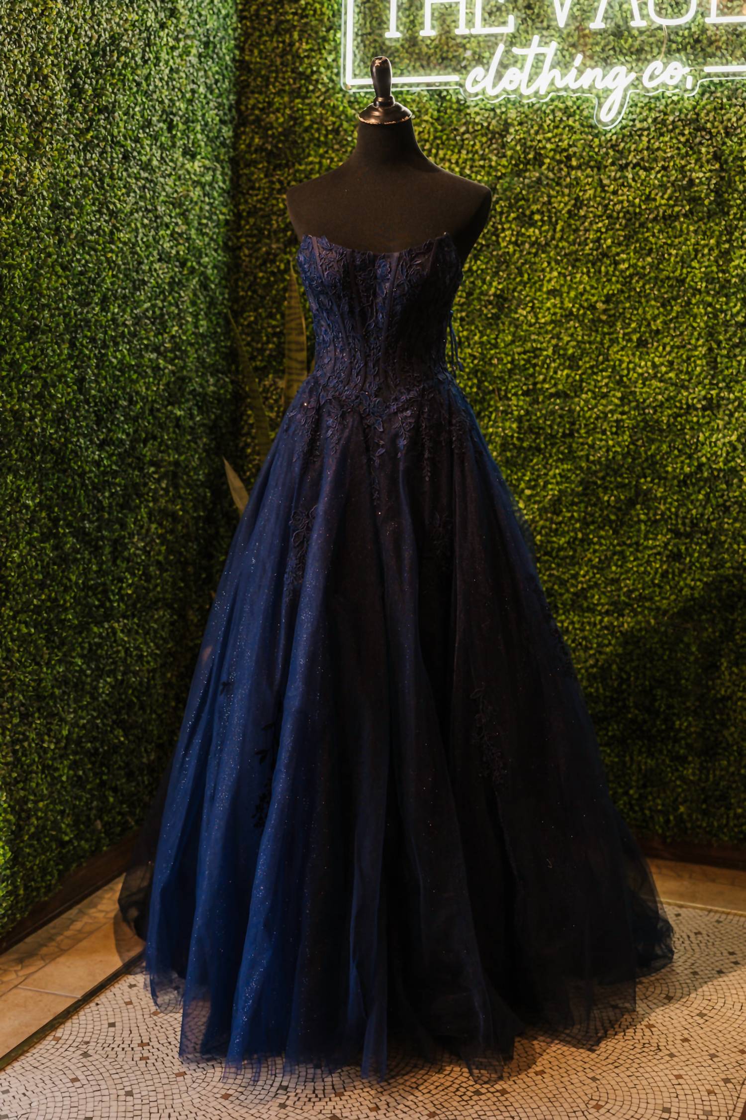 AMARRA Women's Prom Dress in navy - women's dress - detail view
