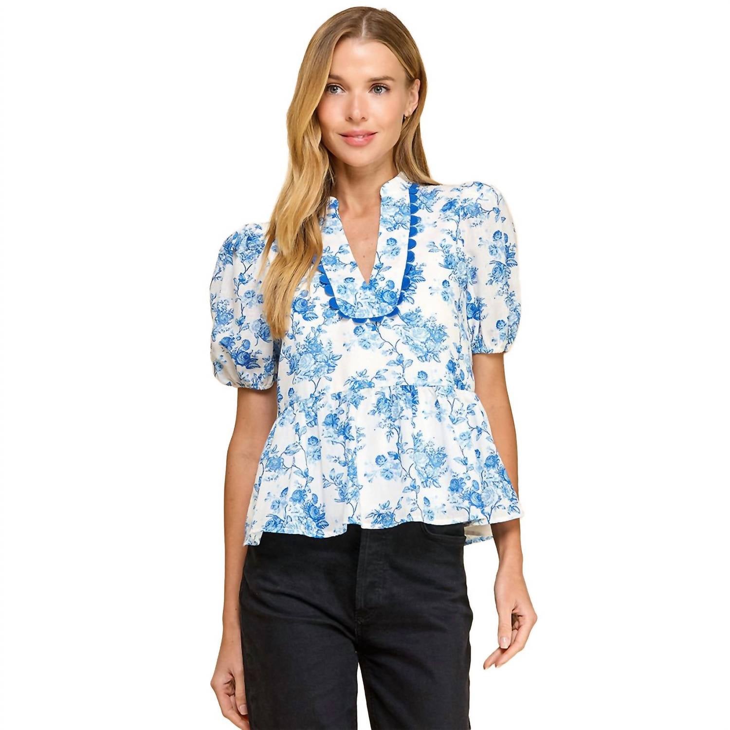 Tcec - Floral Printed Peplum Blouse