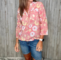 CHARLIE B Floral Cosmos Blouse in pink - women's blouse - alternate view