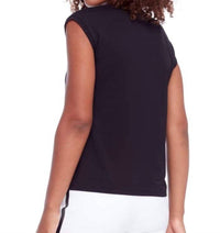 I Love Tyler Madison Cap Sleeve Top With String in black - women's shirt - detail view