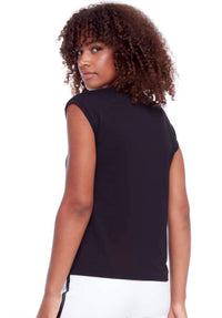 I Love Tyler Madison Cap Sleeve Top With String in black - women's shirt - alternate view
