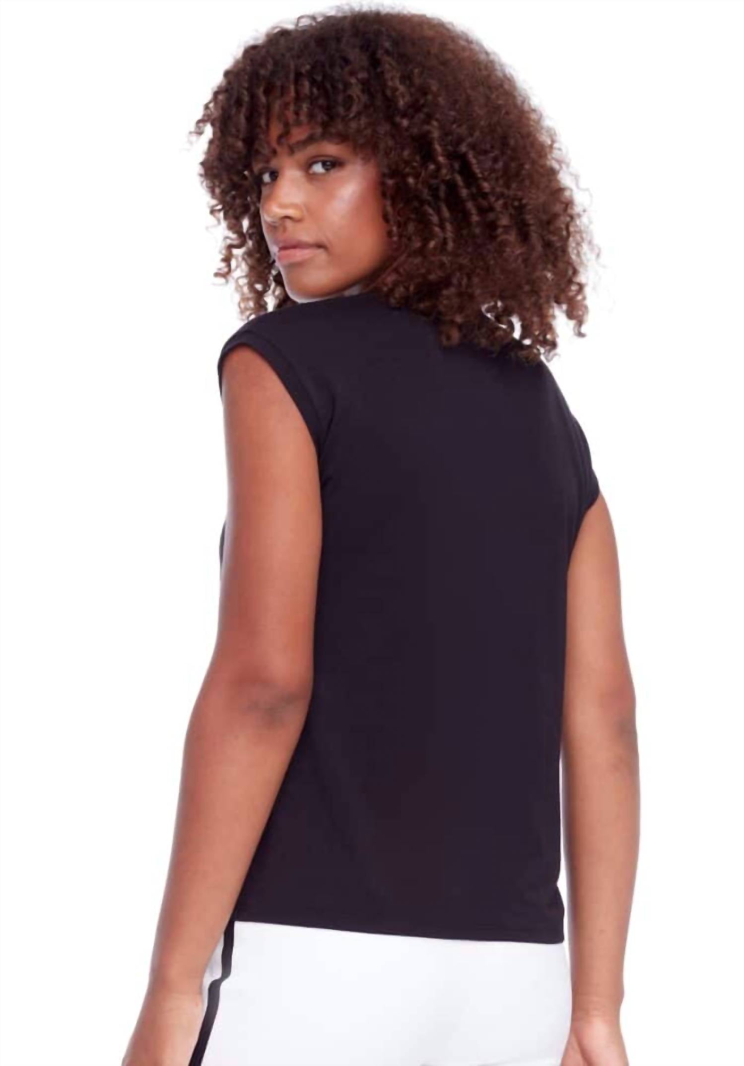I Love Tyler Madison Cap Sleeve Top With String in black - women's shirt - alternate view