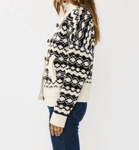 Lovestitch - Geo Pattern Button Down Sweater Jacket