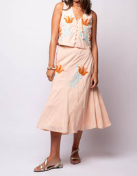 CIEBON Verda Embroidered Vest Top in pastel peach - women's jacket - view 5