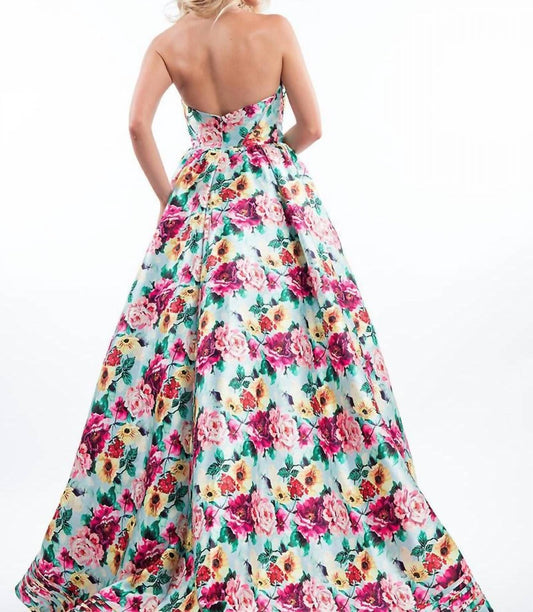 Rachel Allan - Strapless Floral Mikado Ballgown
