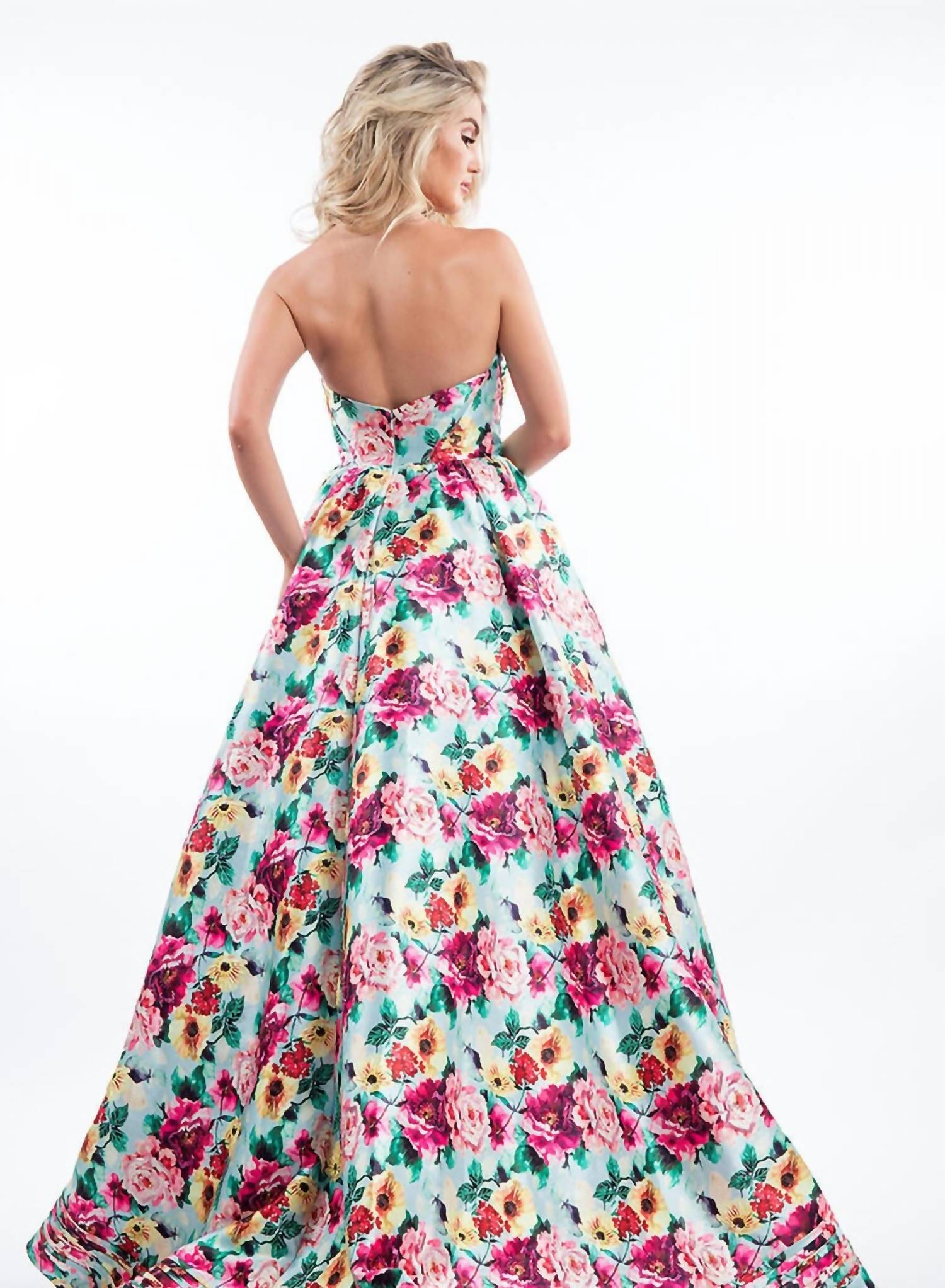 Rachel Allan - Strapless Floral Mikado Ballgown
