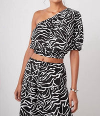 Rails - Evy One Shoulder Contour Lines Cropped Top