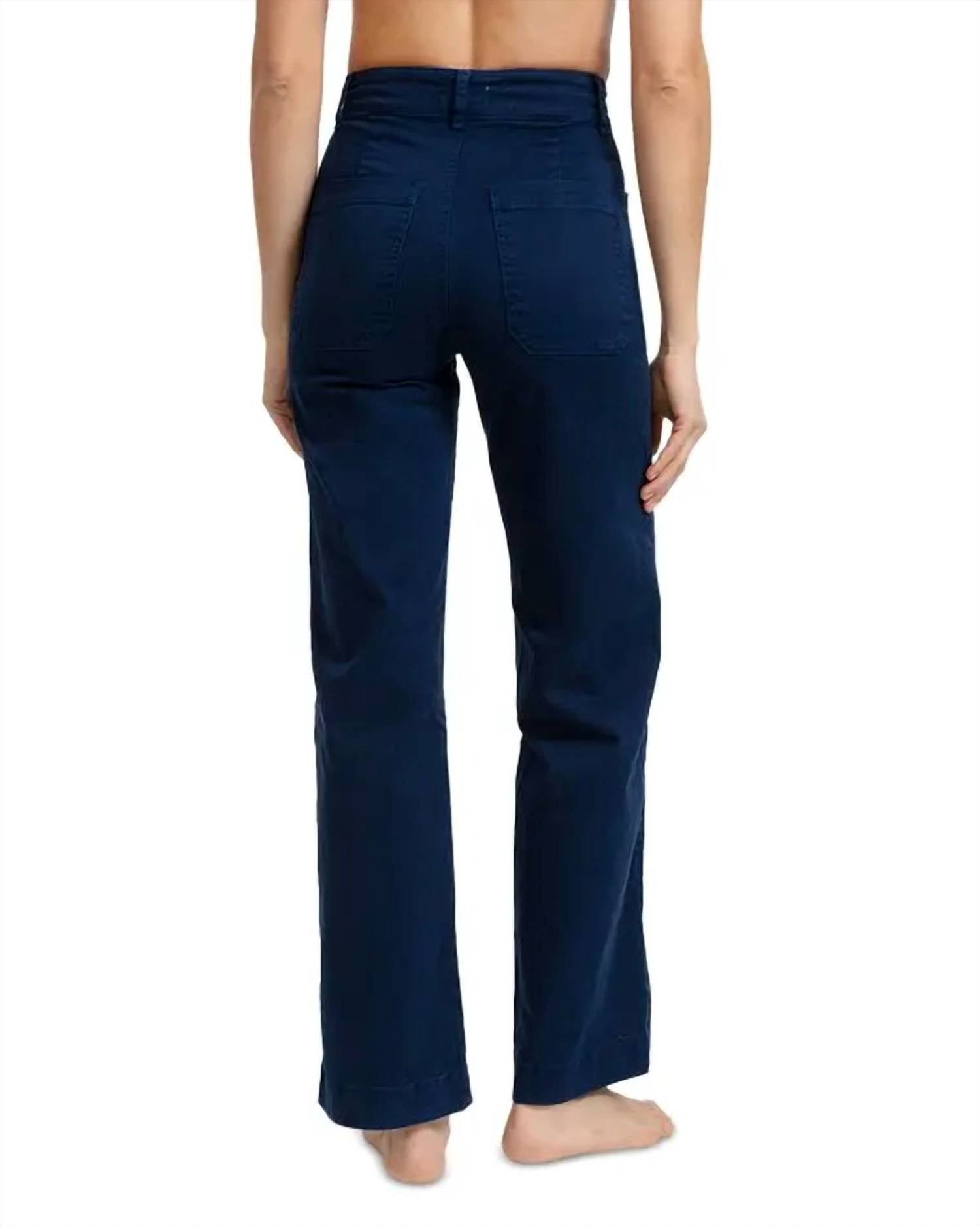 ASKK NY Brighton Velvet Wide Leg Pants in navy - women's pants - alternate view