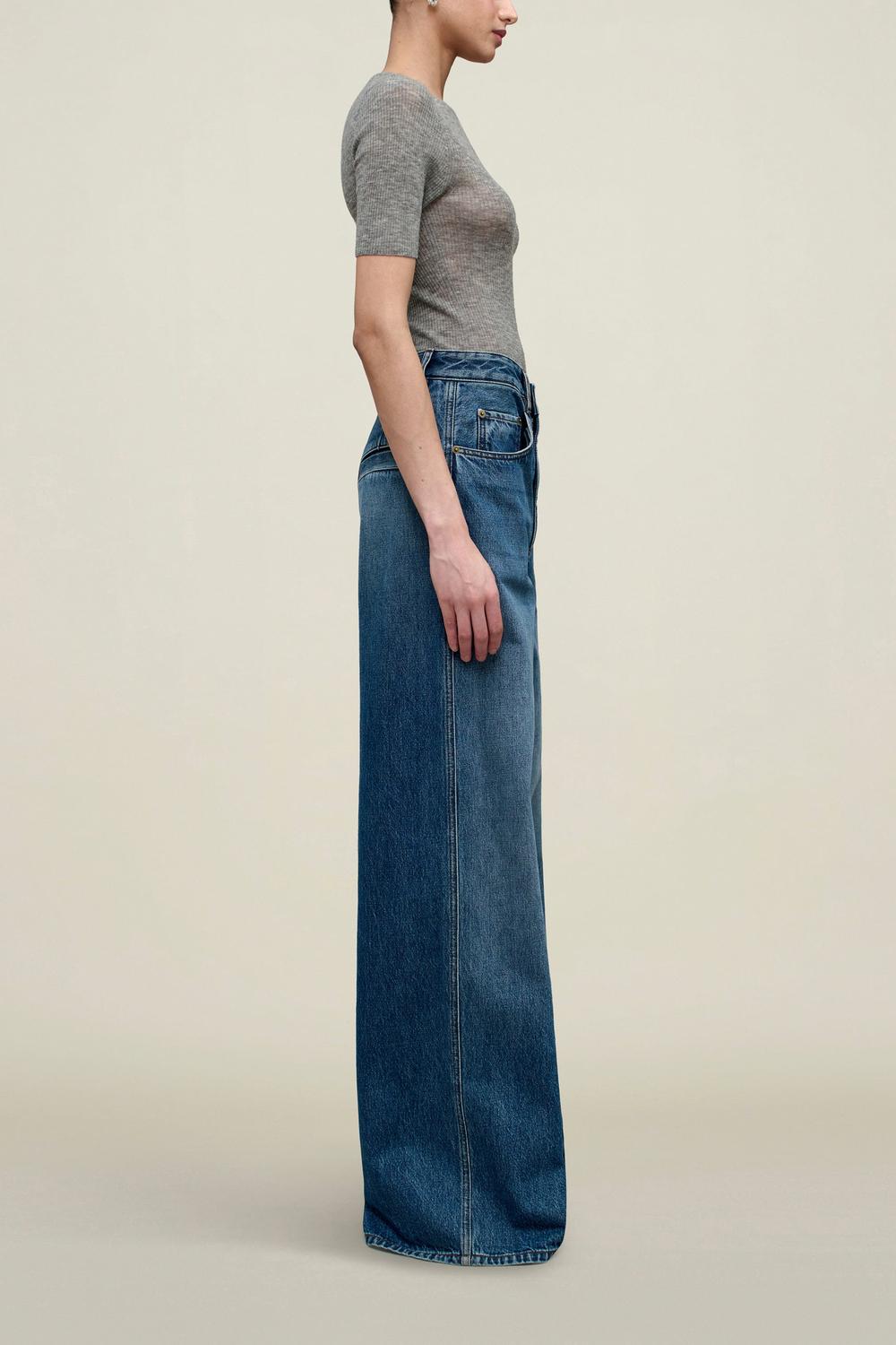 KALLMEYER Winona Wide Leg Jean in americana blue - women's jeans - detail view