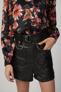 BELTED LEATHER SHORTS