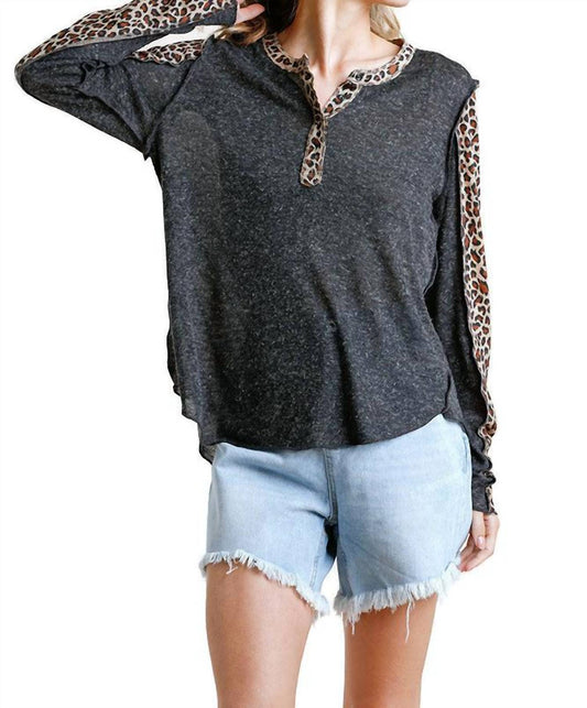 Umgee - Leopard Trimmed Top