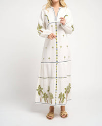 Guadalupe Design Women's Ria Palm Dress in white - women's dress