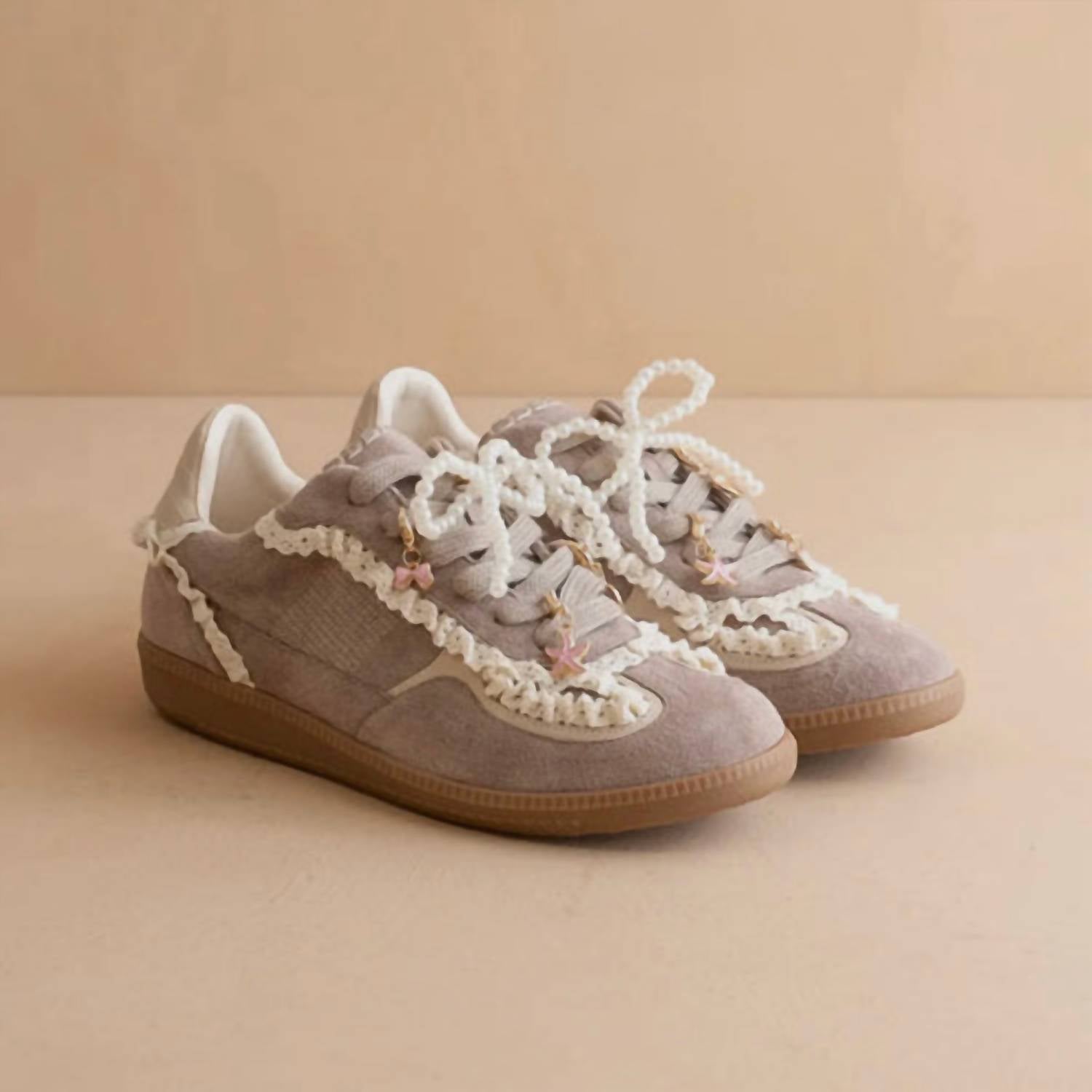 OASIS SOCIETY Women's April Lace Trimmed Retro Sneaker in dark grey - women's sneaker - alternate view
