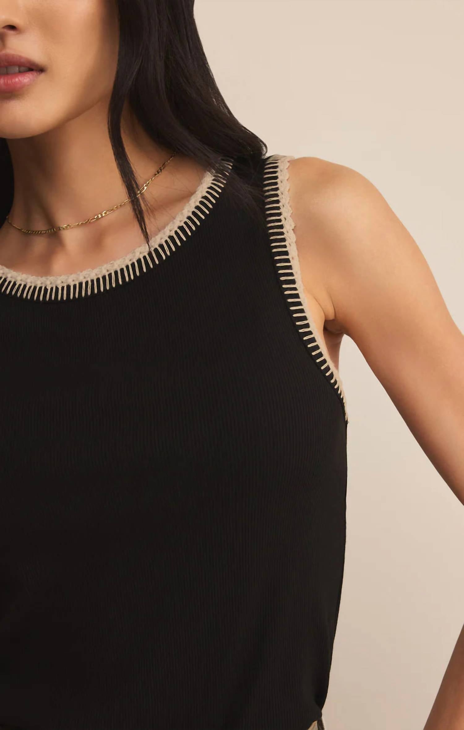Z Supply Women's Social Tank Top in black - women's shirt - alternate view