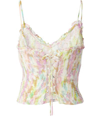 ASTR Mika Top in pink yellow tie dye - women's shirt - alternate view