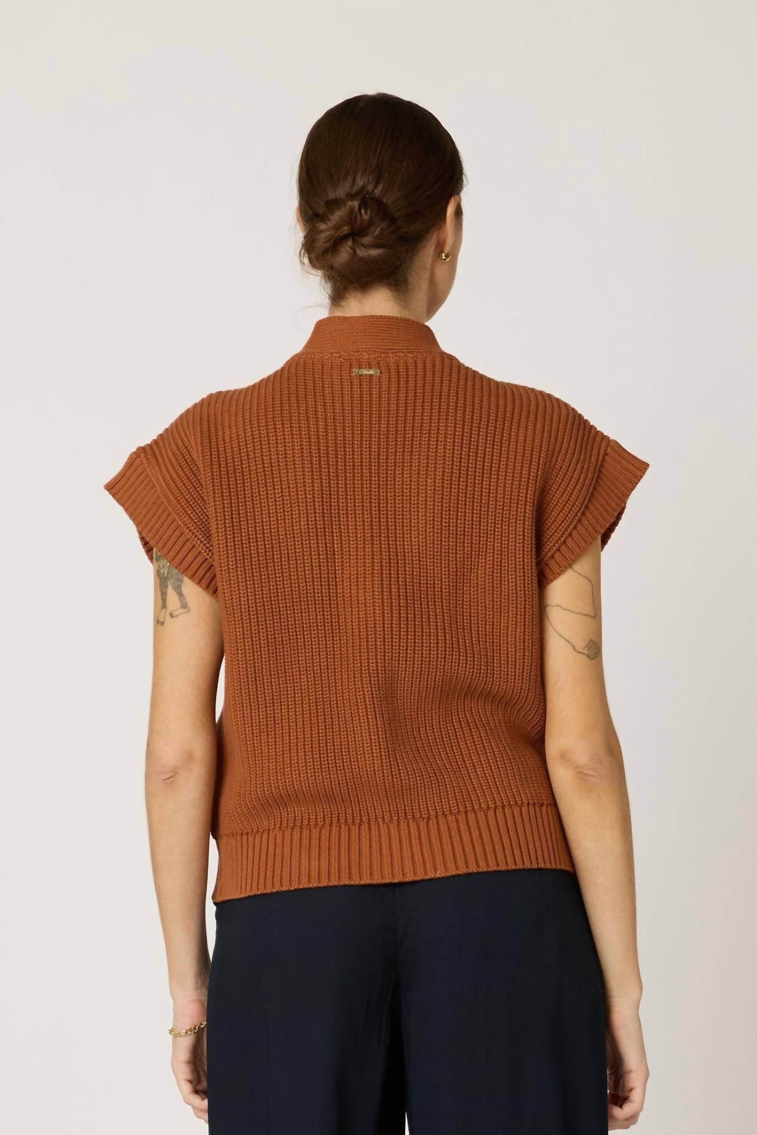 Cleobella Cuore Sweater Vest in clay 2 - women's sweater - detail view