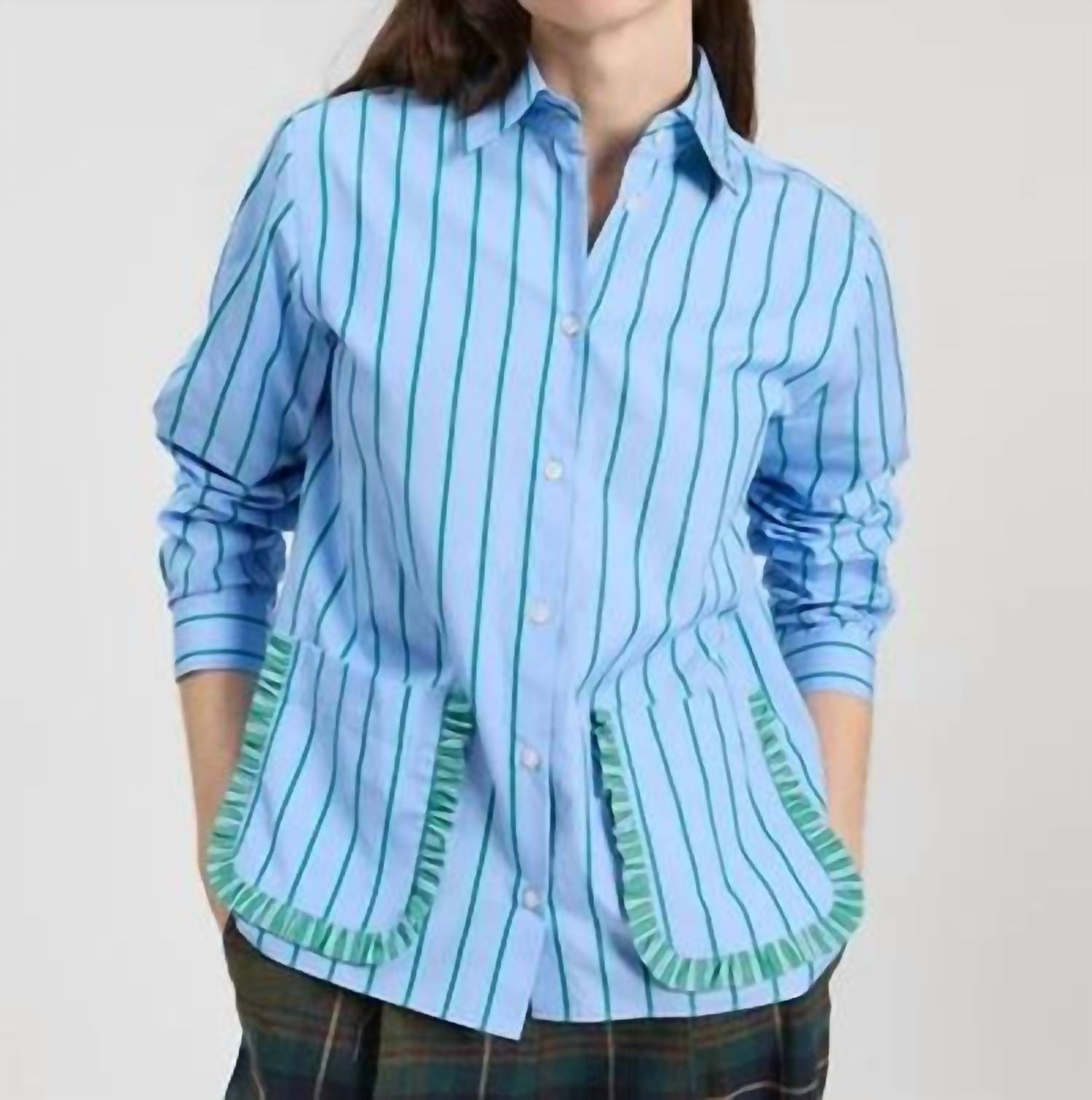 Vilagallo - Striped Shirt With Ruffle Pockets