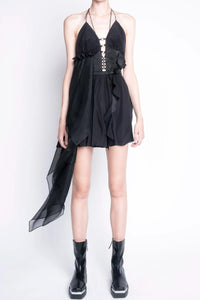 NOT TO BE REPRODUCED CUTOUT OPEN-BACK ASYMMETRIC MINI DRESS