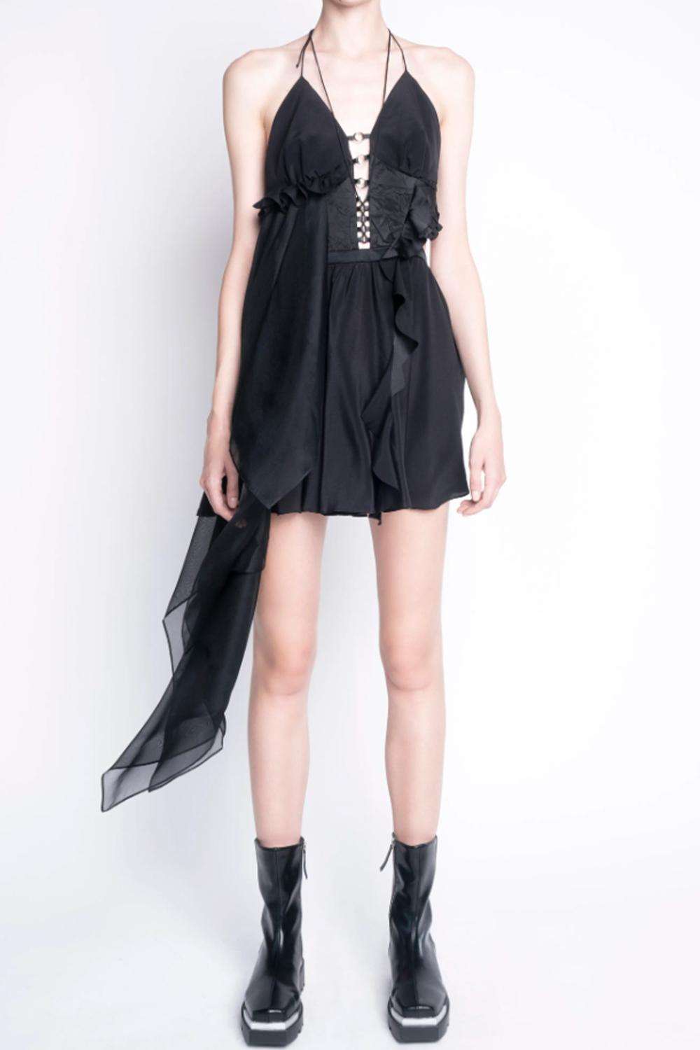 NOT TO BE REPRODUCED CUTOUT OPEN-BACK ASYMMETRIC MINI DRESS